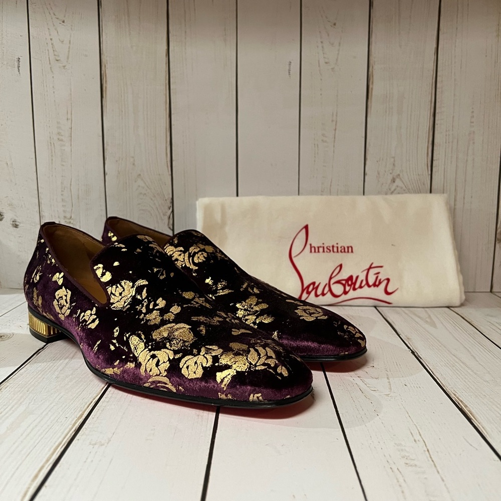 Christian Louboutin Colonnaki Velvet Jacquard Loafer Bordeaux Sz 44 / 11